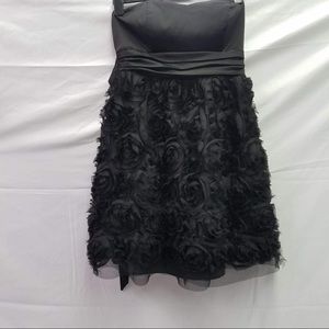 Strapless black rose formal dress